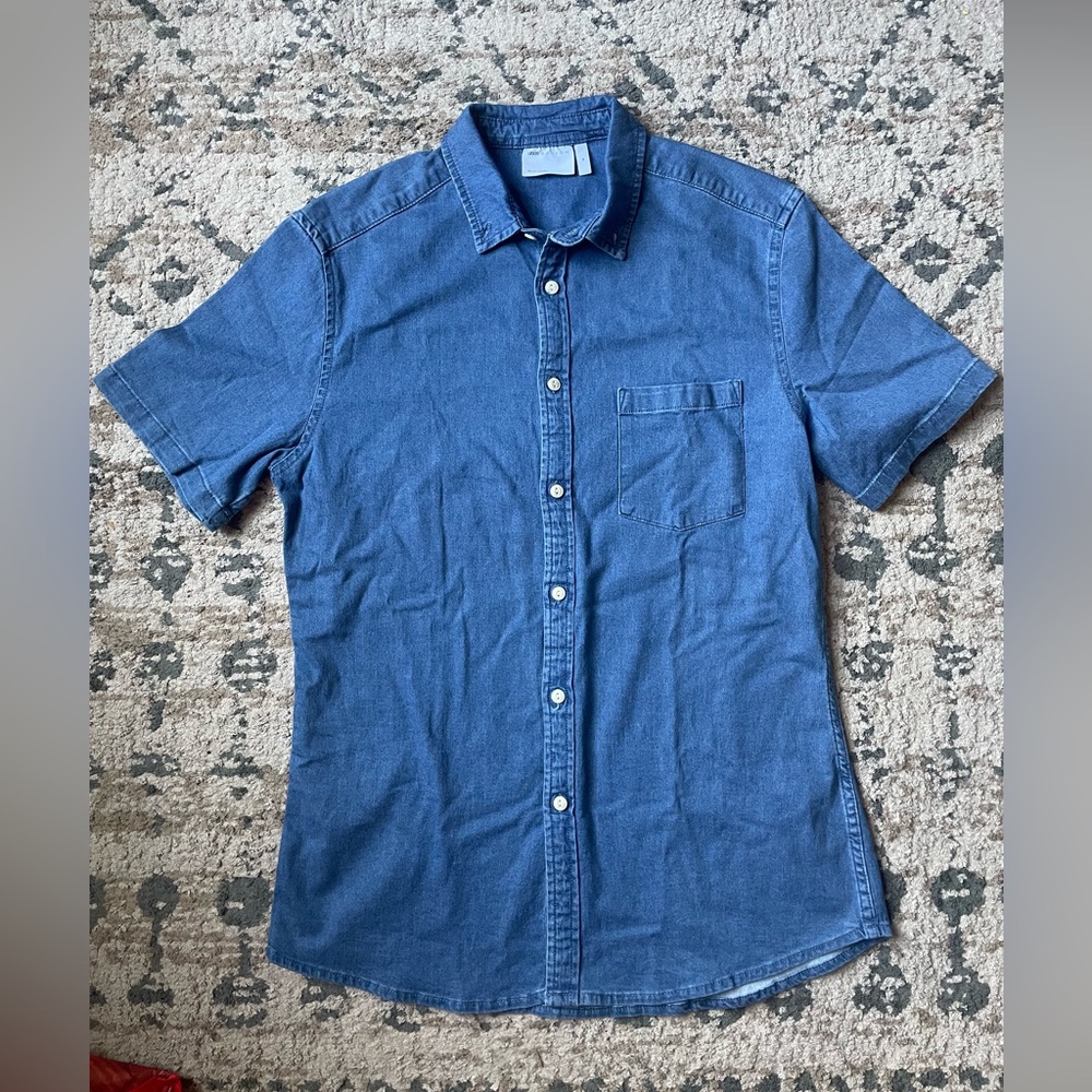 ASOS Buttery Denim Button Down Shirt Size Medium Western Outdoor Denim Cowboy